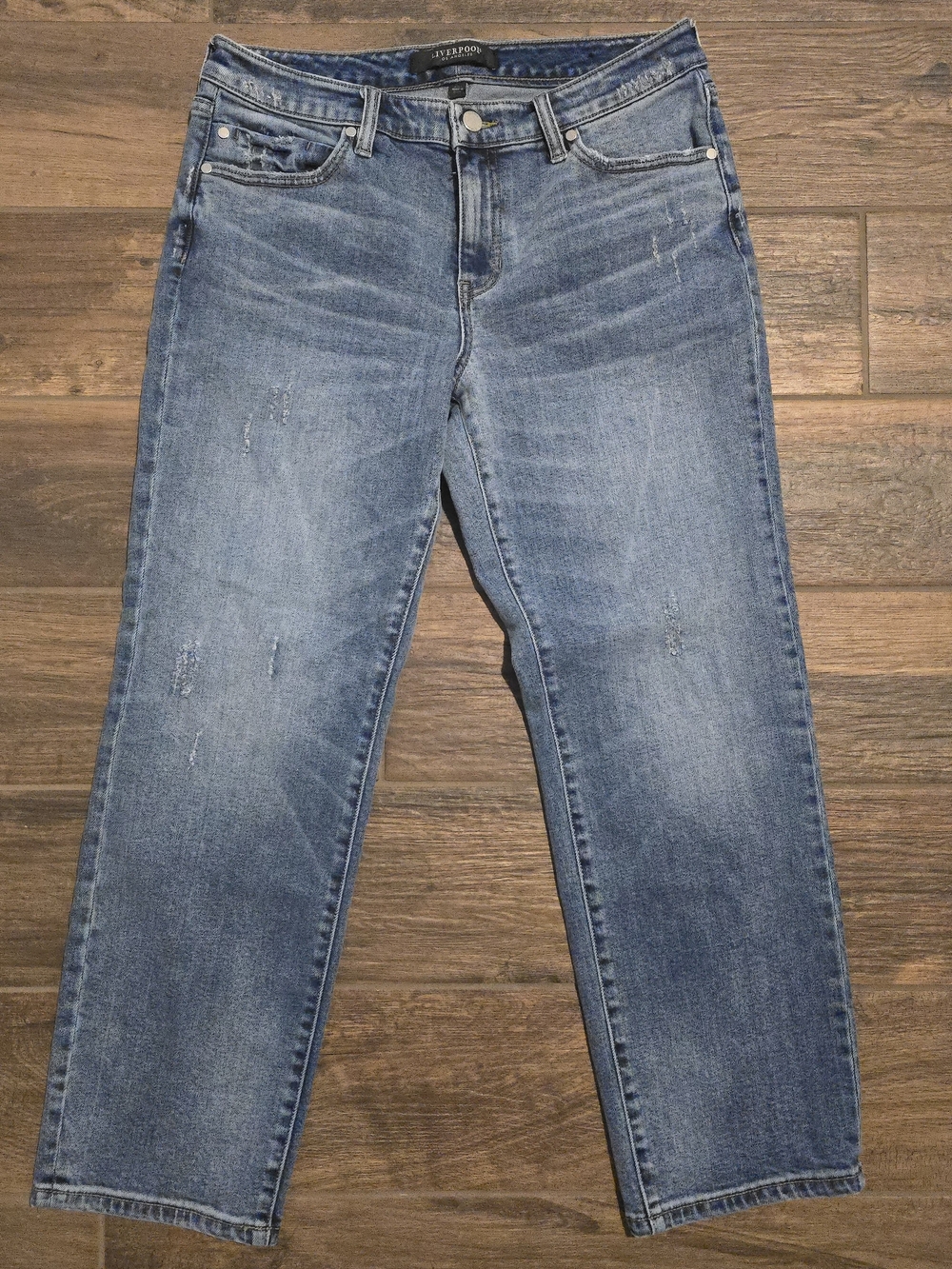 Size 8/29 Liverpool Women's Straight-Leg Jeans in Blue Wash
